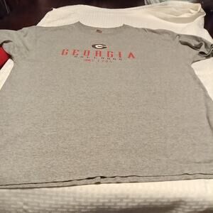 Ga Bulldog T Shirt XL Gray Short Sleeve Crew Neck Red Oak Cotton Blend